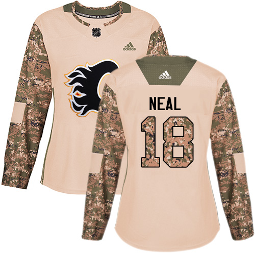 Adidas Flames #18 James Neal Camo Authentic 2017 Veterans Day Women's Stitched NHL Jersey